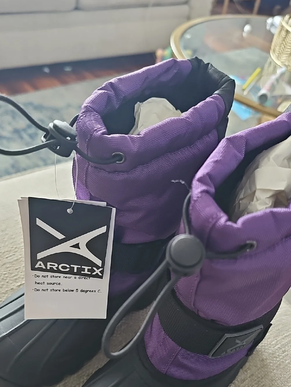 Arctix Purple and Black Kids Snow Boot with Hook-and-Loop Strap Size 12 NWT